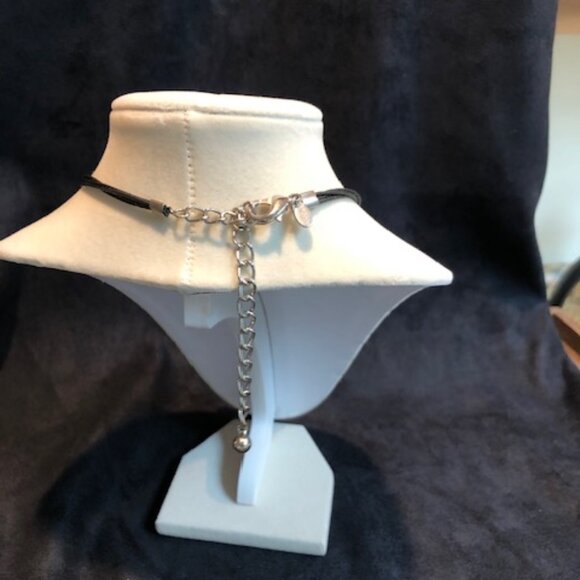 Chico's necklace - black leather with silver tone piece with blue and green. - Picture 3 of 3